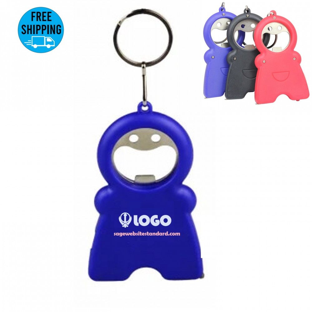 3in1 Smile Keychain Opener Light With Tape Measure with Logo