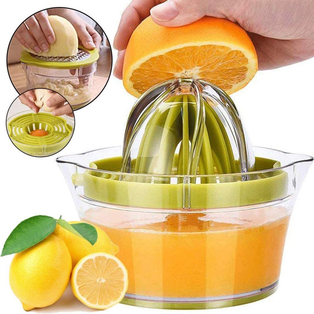 Manual Juicer / Fruit Squeezer with 17oz Built-in Strainer Measuring Cup and Grater with Logo