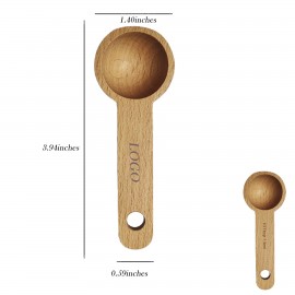 Wooden Coffee Bean Spoon in Beech 7.5ml (Round Base) with Logo