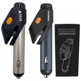 Logo Branded Car Safety Hammer Window Breaker, Seat Belt Cutter, Dual USB Car Charger And Air Purifier