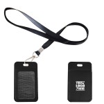 Personalized Dual Pocket PU Leather Card Case With Lanyard