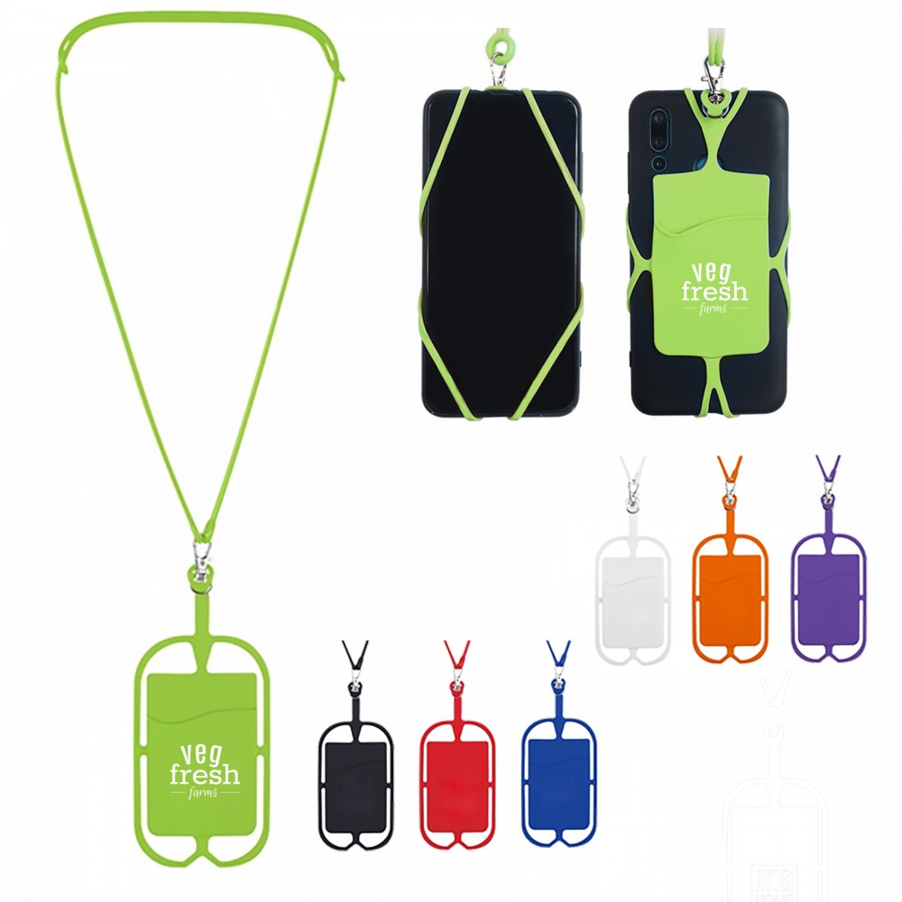 Personalized Silicone Lanyard w/ Phone Holder & Wallet