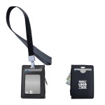 Zipper PU Leather Card Case With Lanyard with Logo