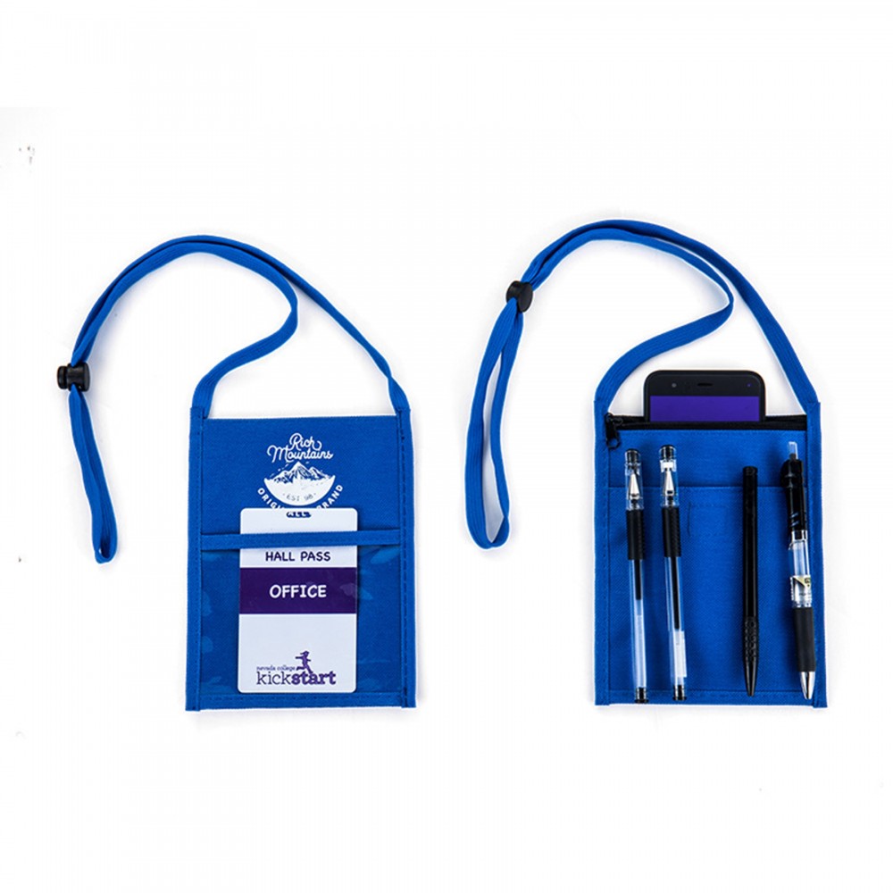 Promotional Lanyard Pouch with Pen Holders and Clear Window