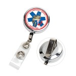 "Dublin Chrome" Full-Color Solid Metal Retractable Badge Reel & Badge Holder with Logo