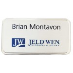 Silver Framed Name Badge w/Full Color Imprint & Personalization (2 15/16" x 1 5/8") with Logo