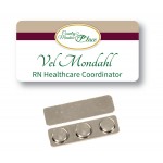 Customized Name Badge - White Metal, 3x1.5 inches