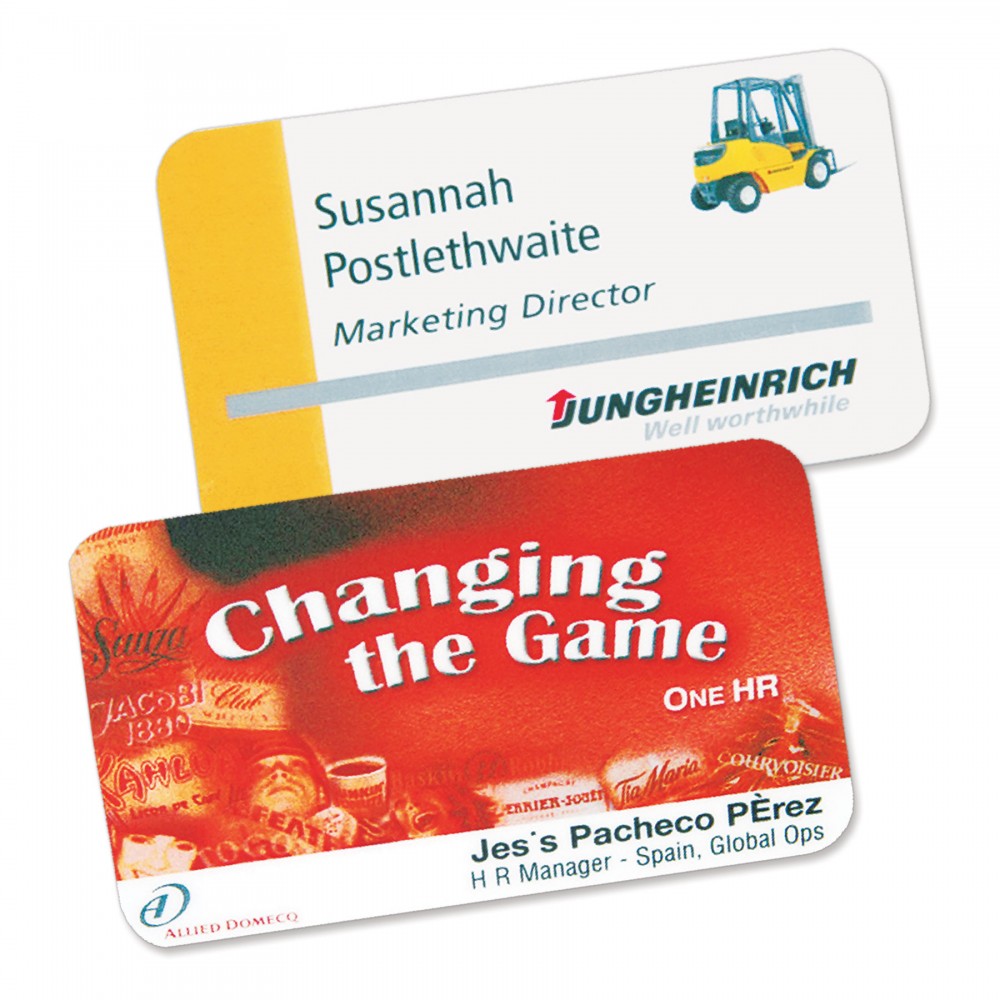 Permanent Event Name Badges with Slot, 3.74" x 2.45" with Logo