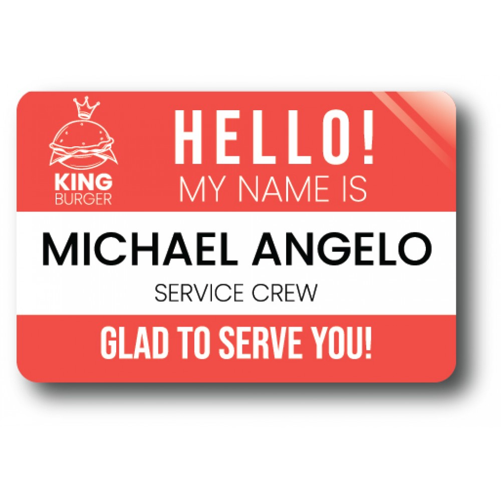 Full Color XL Plastic Magnetic Name Badge - 2" X 3" with Logo