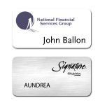 Logo Branded The Athena Thick full color metal name badge 1 1/2" X 3"