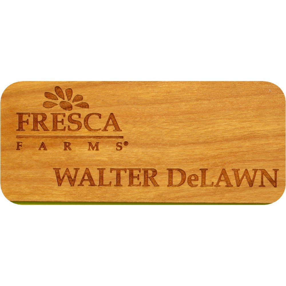 Customized Wooden Laser Engraved Named Badge (2"x3")