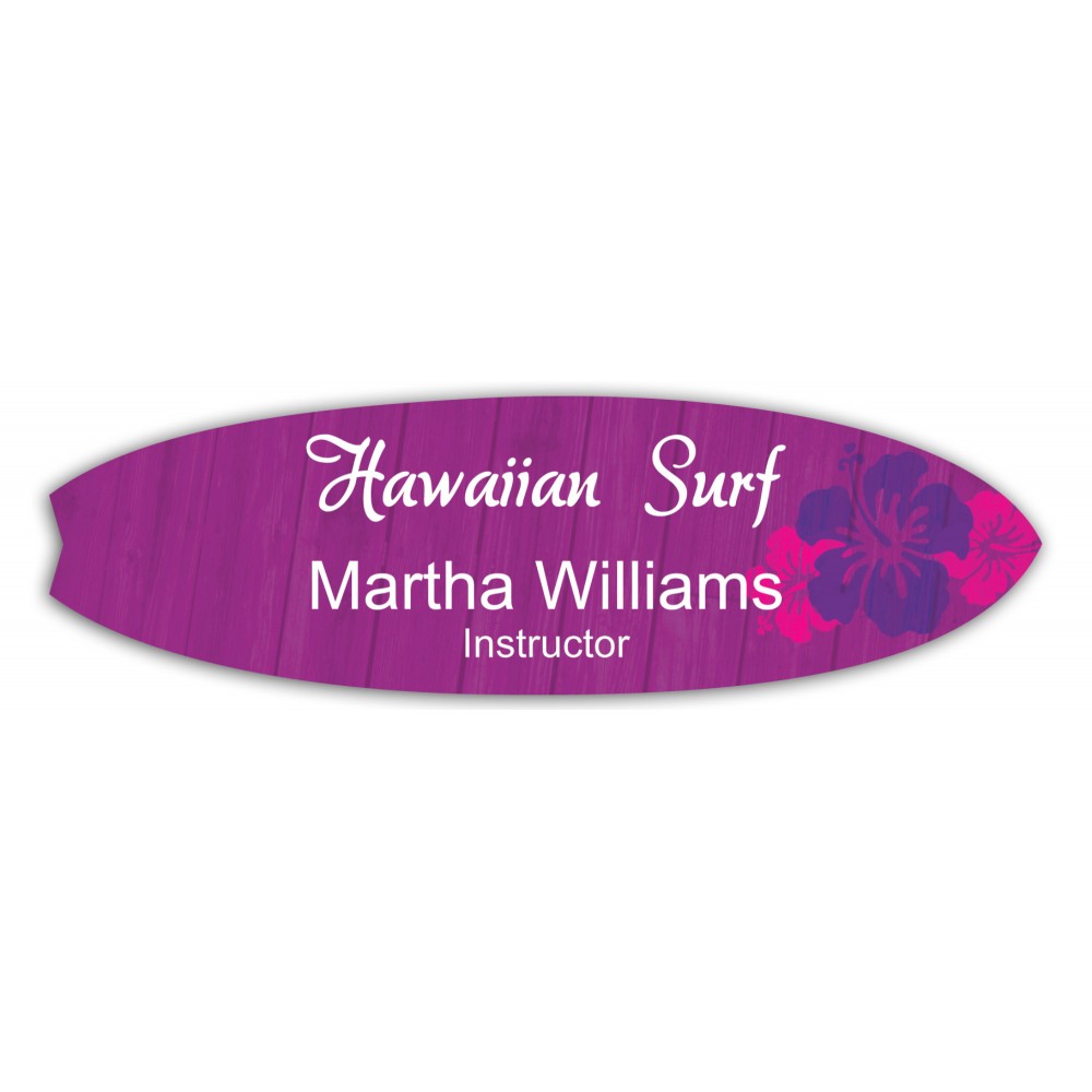 Name Badge W/Personalization (5.5"X1.625") Surfboard Shape with Logo