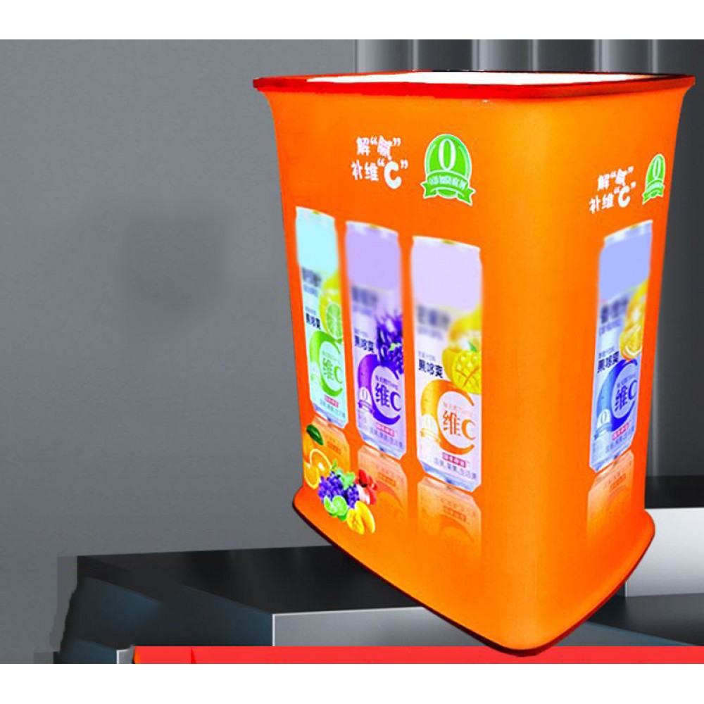 Logo Branded Rectangle Collapsible Portable Trade show Podium Table Exhibition Counter Stand Booth W/ Light Beads