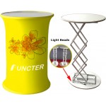 Circular Collapsible Portable Trade show Podium Table W/Light Beads with Logo