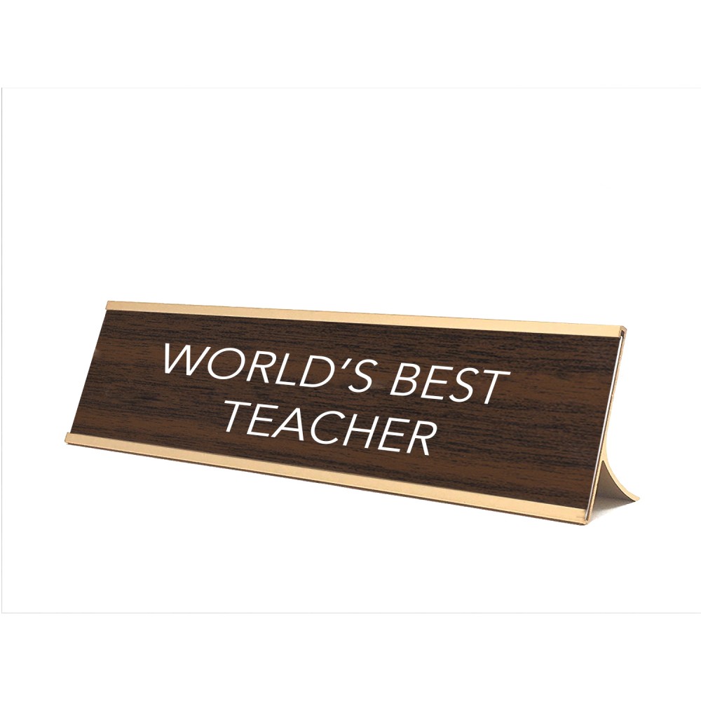 Promotional Novelty Nameplate Style (World's Best Teacher)- Metallic Frame