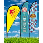 Zoom 3 Teardrop Flag w/ Stand - 10ft Double Sided Graphic Custom Imprinted
