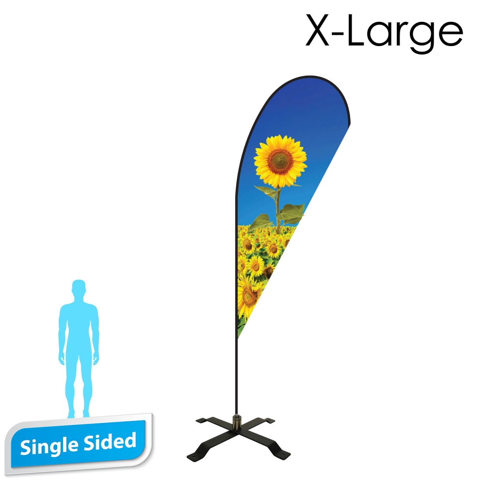 Customized 16' Teardrop Flag - Single Sided w/Black X Base (X-Large)