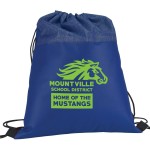 Logo Branded Silver Tone Drawstring Bag