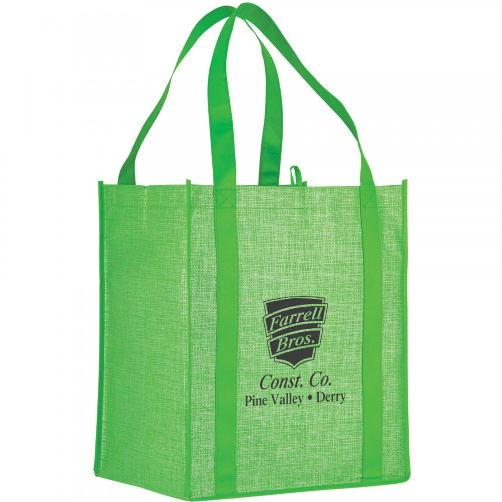 Silver Tone Colossal Grocery Tote with Logo