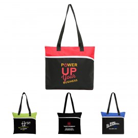 Promotional Two-Tone Large Front Zipper Tote