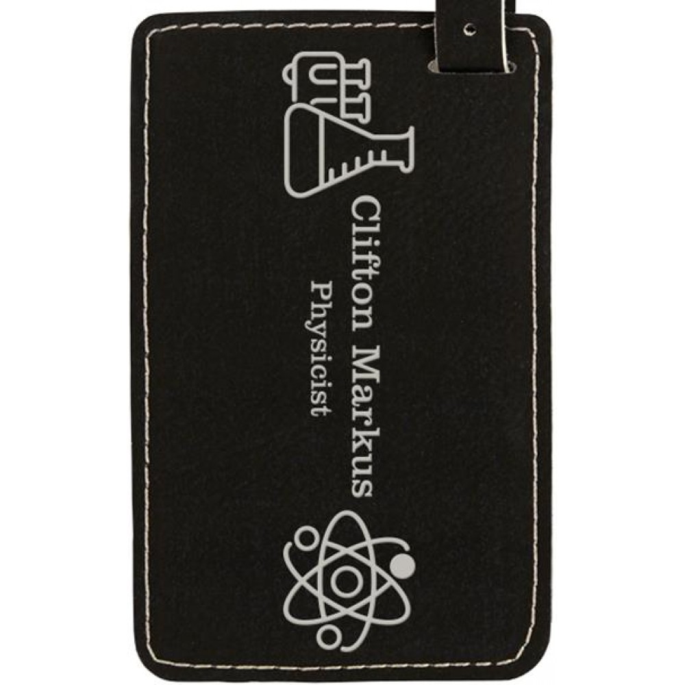 Luggage ID Tag - Black, Leatherette with Logo