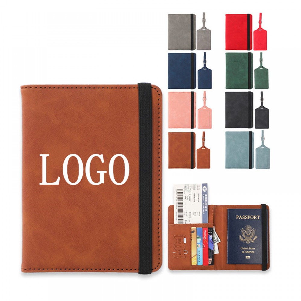 RFID Blocking Passport Holder Luggage Tag Package Set Travel Suits with Logo