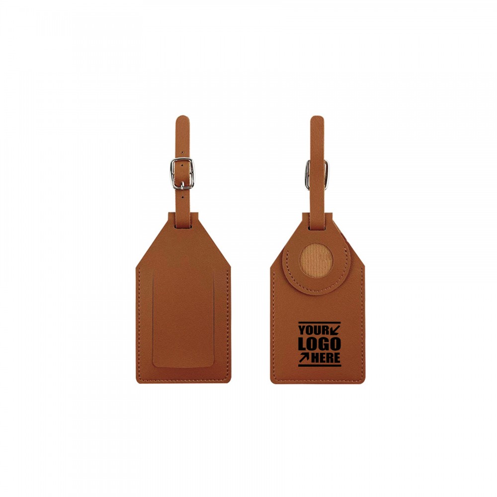 PU Leather Luggage Tag Featuring an Airtag Holder with Logo