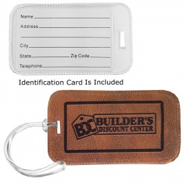 Logo Branded Faux Leather Printed Rectangular Fabric ID Luggage Tag