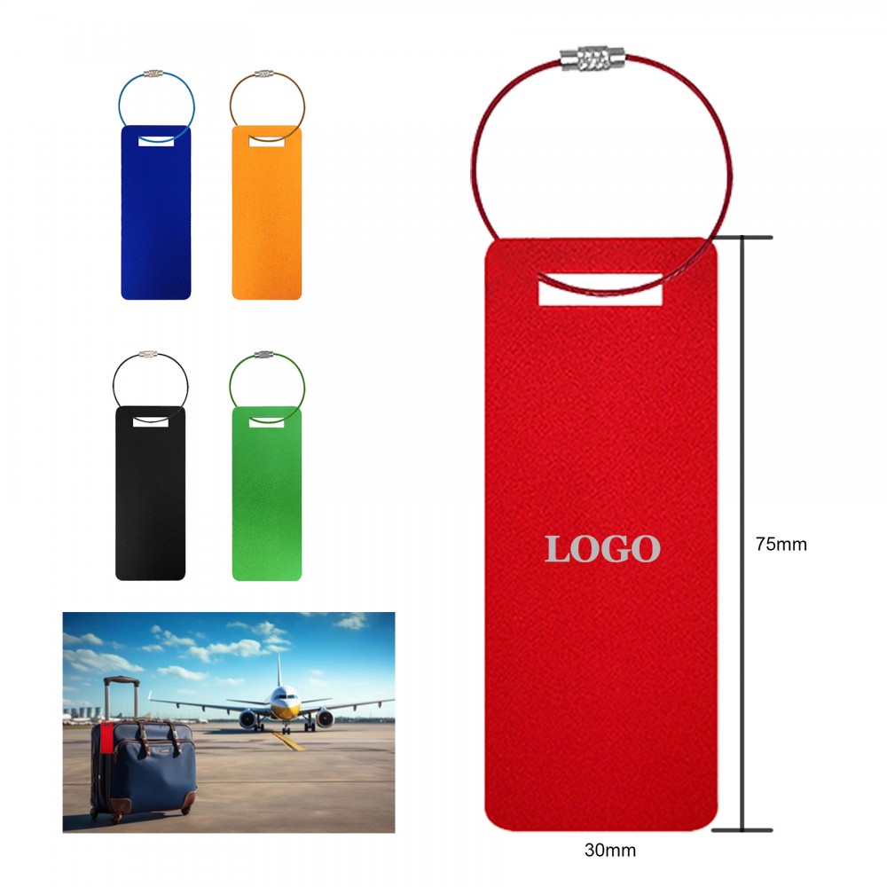 Small Rectangle Metal Luggage Tag with Logo