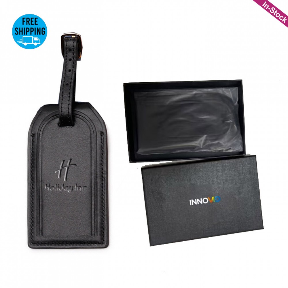 Promotional Genuine Leather Luggage Tags Airtag Holder (Gift Box is optional)