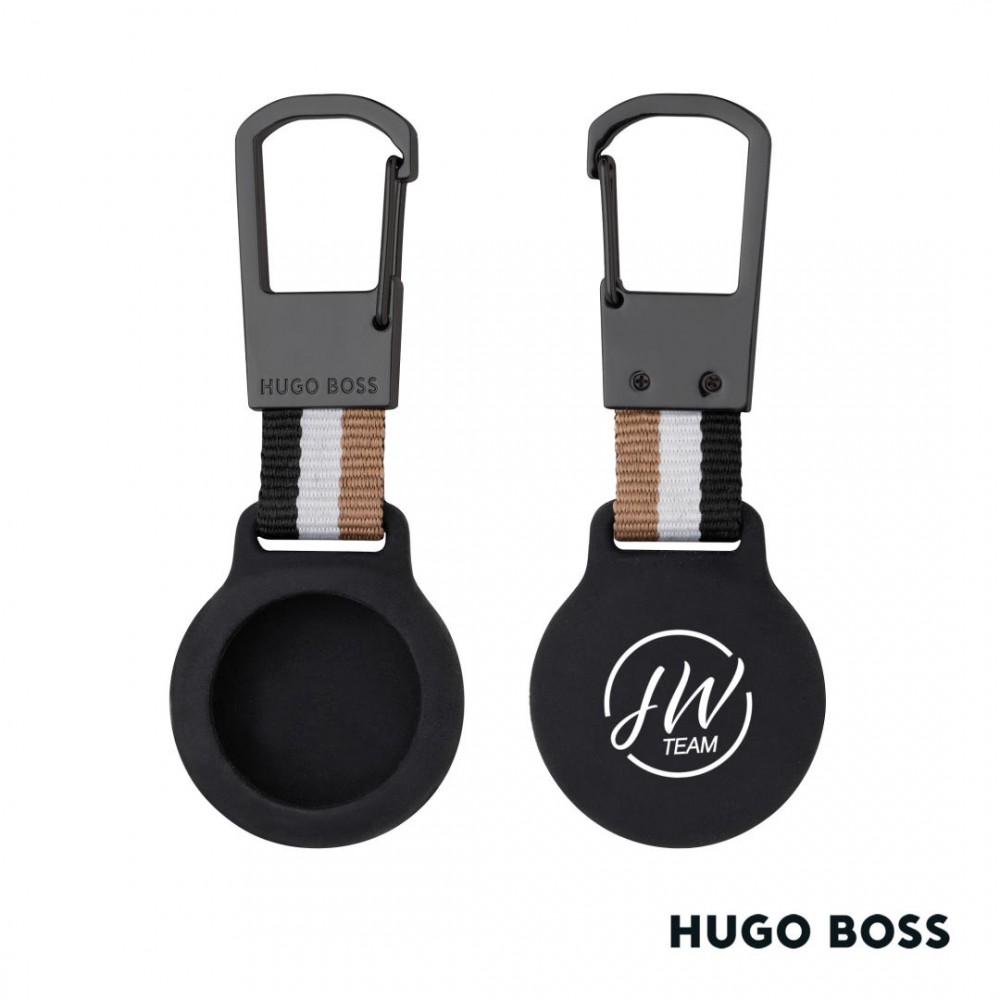 Custom Hugo Boss Iconic Key Ring With Air Tag Holder - Black