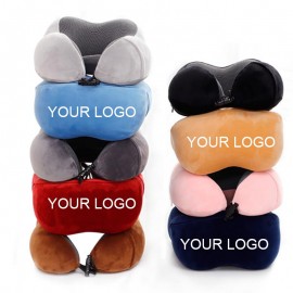 Logo Branded 100% Memory Foam U Shape Ergonomic Travel Flight Neck Pillow