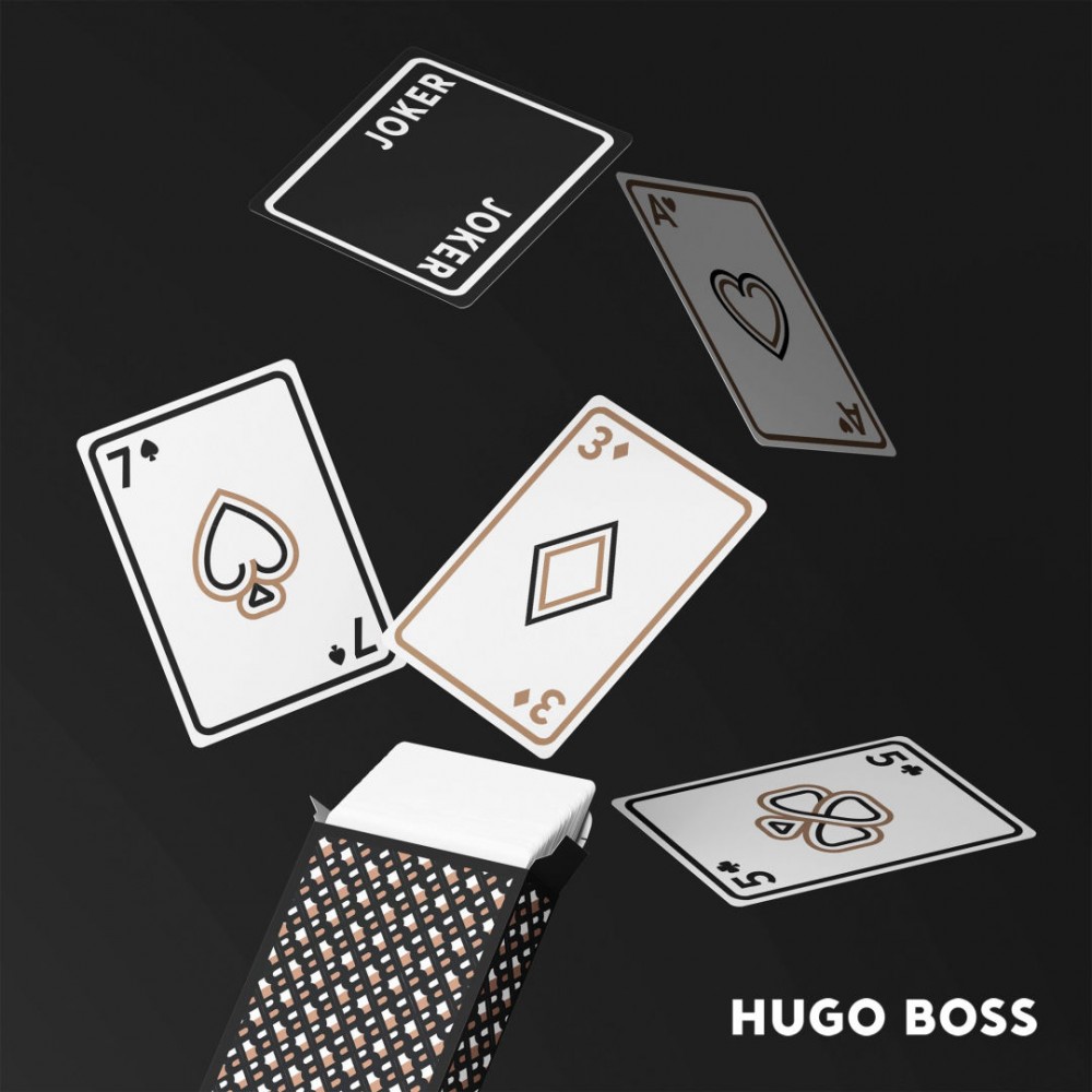 Logo Branded Hugo Boss Iconic 2 Deck Playing Cards - Black