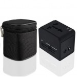 Universal travel adapter with two USB ports with Logo