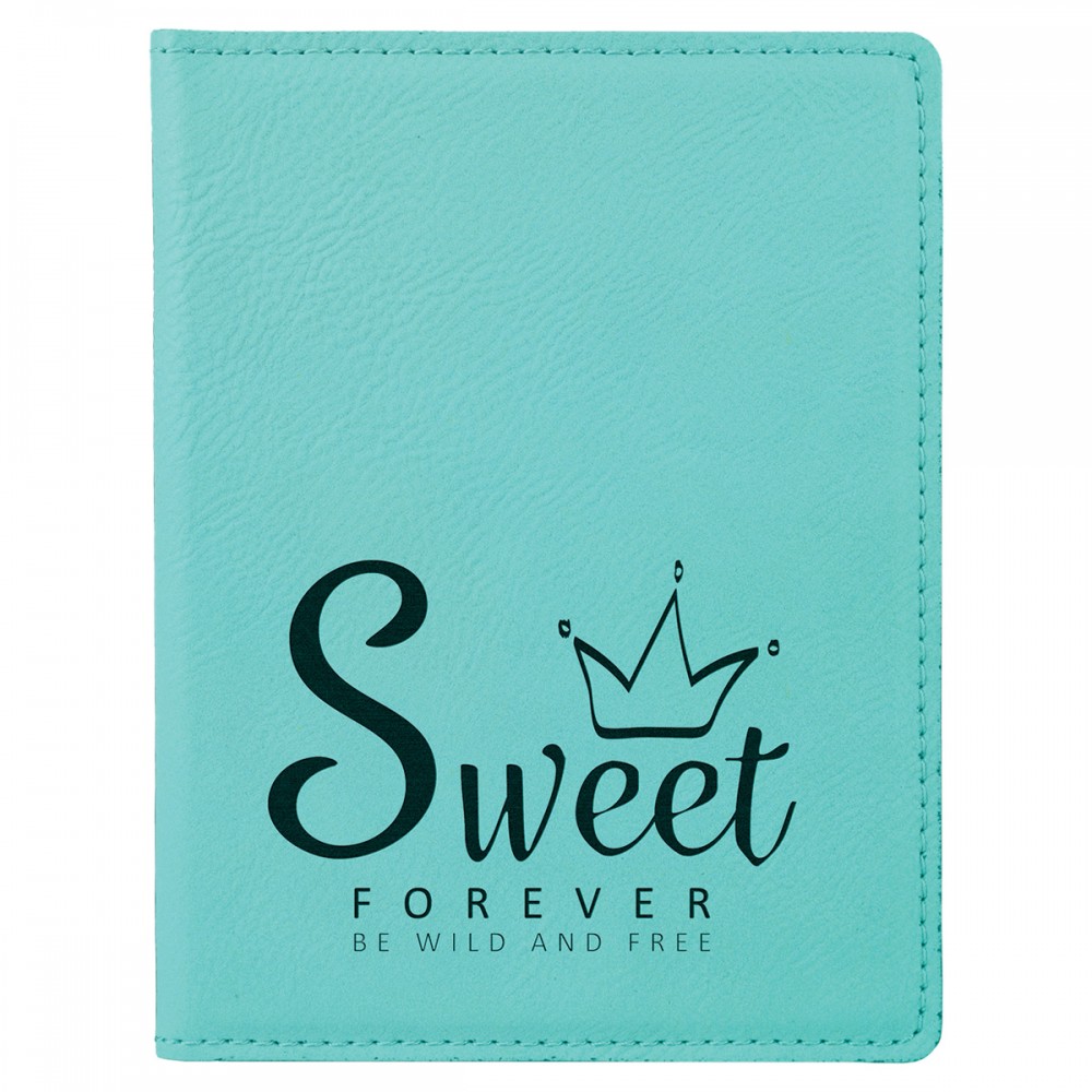 Logo Branded Teal Leatherette Passport Holder