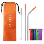 Logo Branded Stainless Steel Metal Straws with Bag and Cleaning Brush