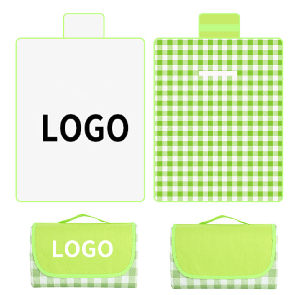 Waterproof Foldable Blankets Gingham Picnic Mat for Camping with Logo