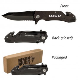 Personalized Black Anodized Aluminum Rescue Knife