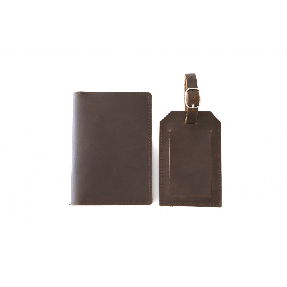 Personalized Tile Slim + Full Grain Leather Travel Set