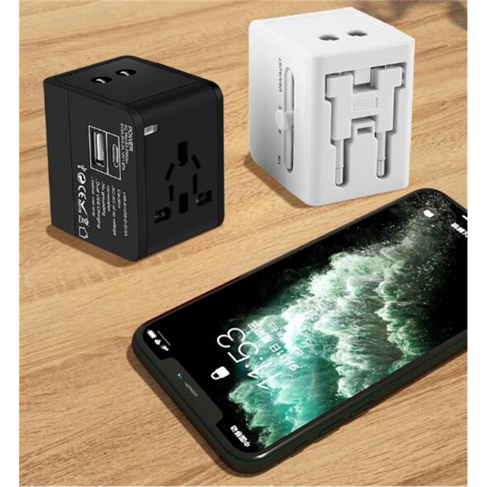 Universal travel adapter with High Output with Logo