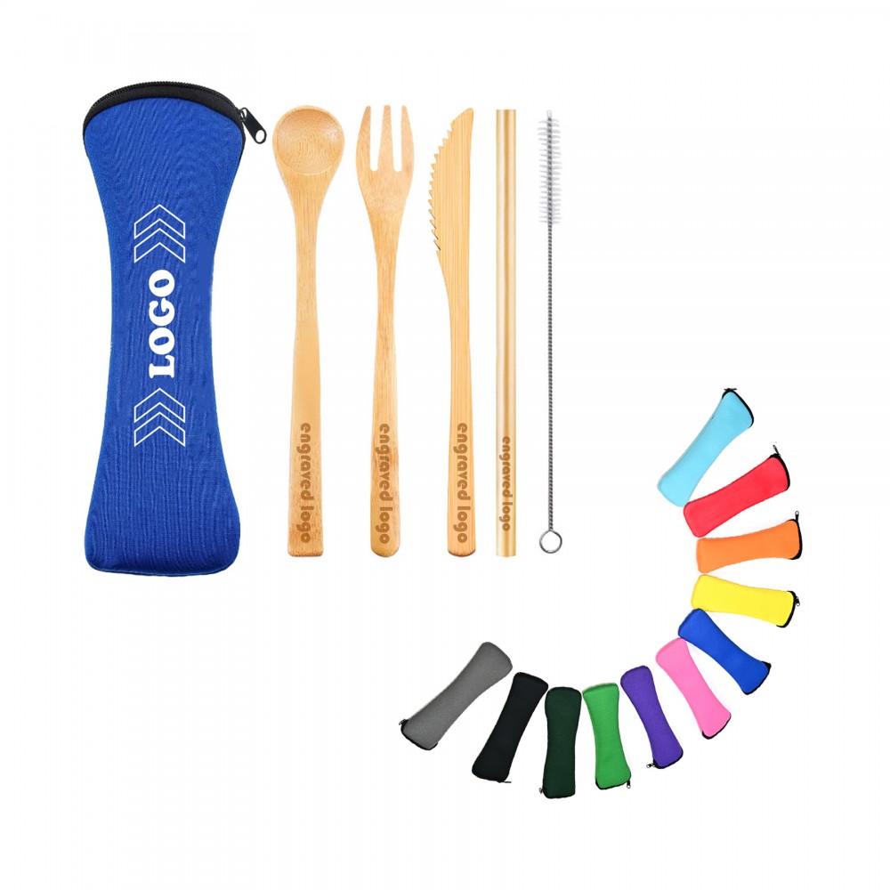 Promotional 5 in 1 Bamboo Utensils Kit