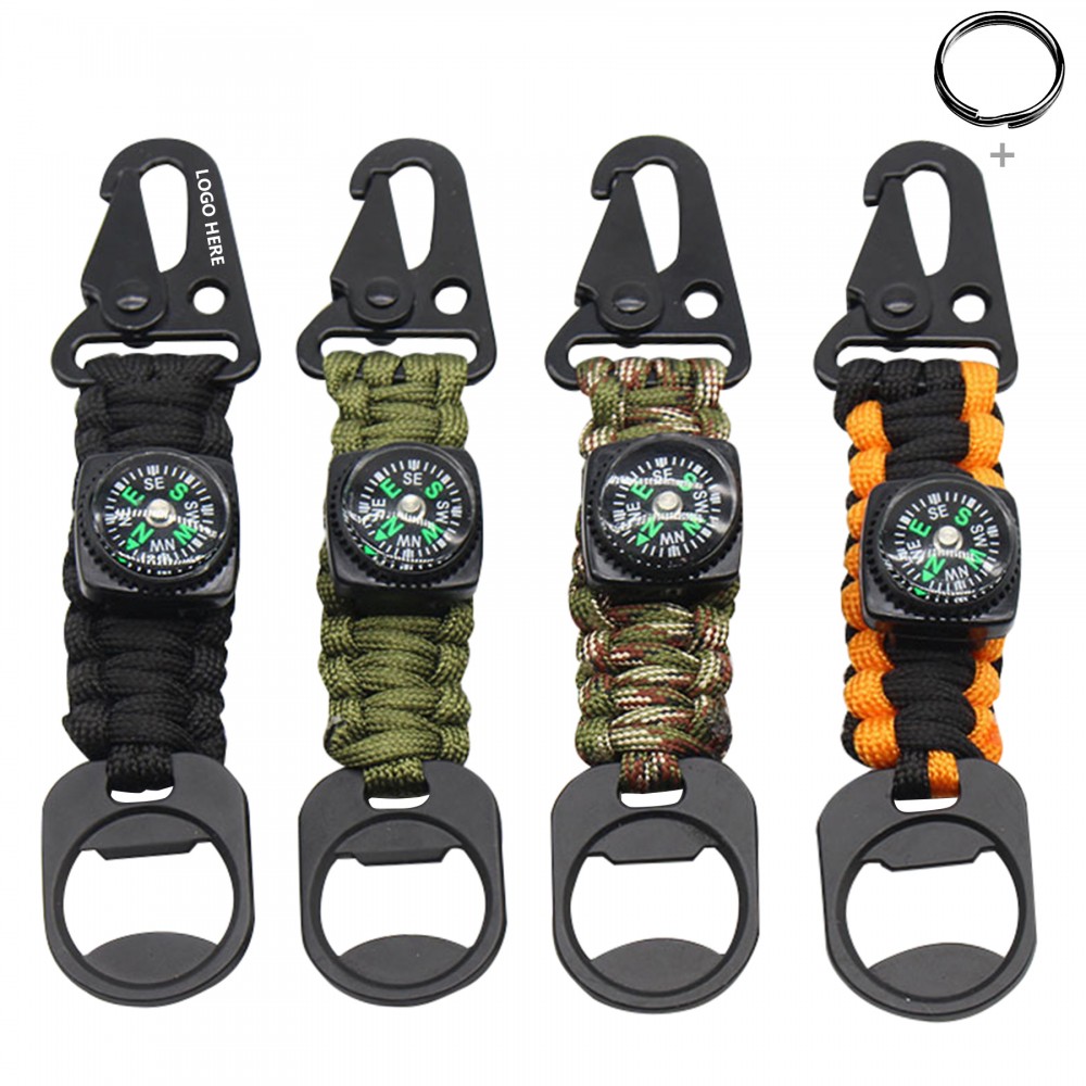 Custom Key Chain Survivor Rope With Bottle Opener Compass