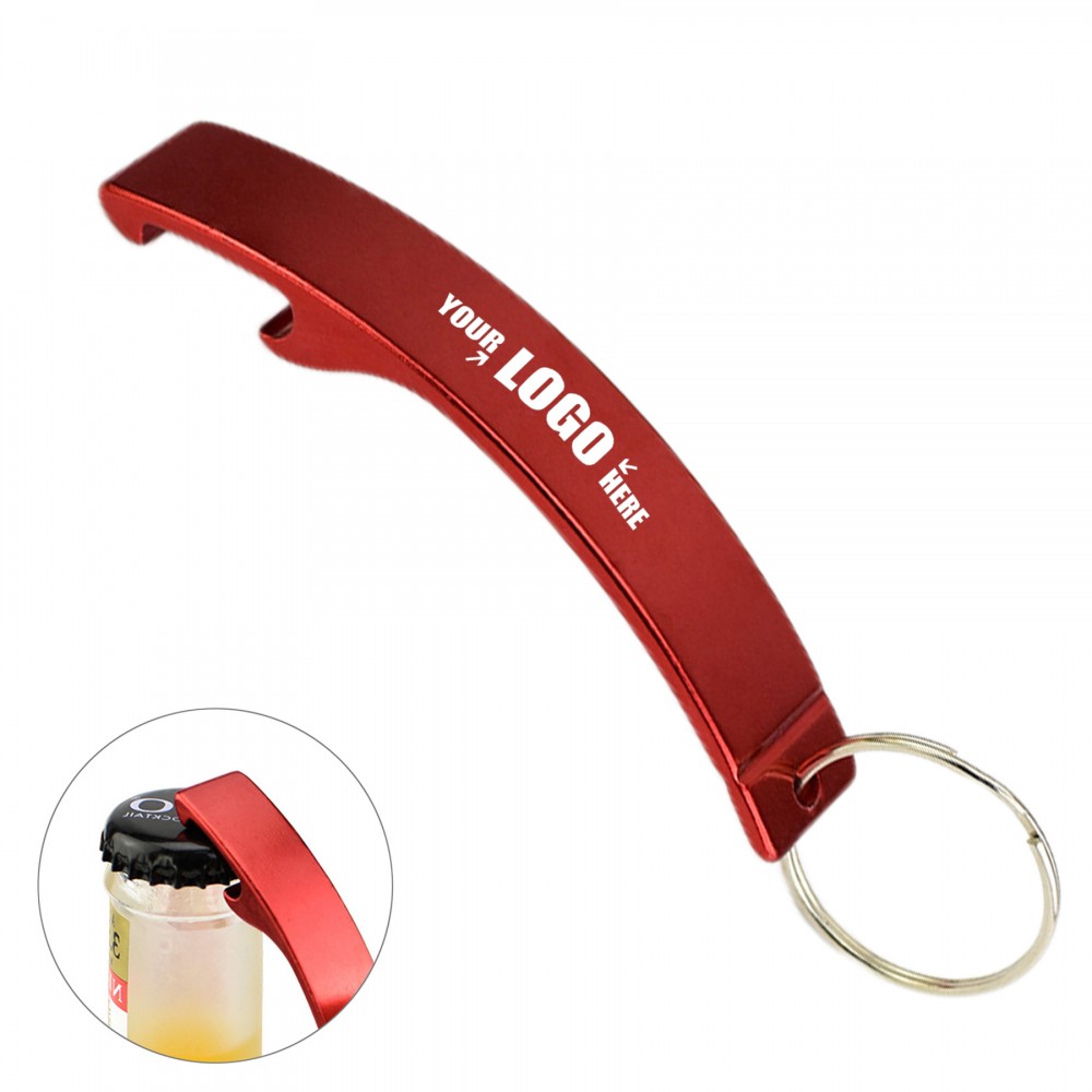 Arc Shaped Aluminum Bottle Opener Keychain with Logo