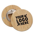 Customized Custom Full Color Round Bamboo Bottle Opener & Magnets Memo Holder