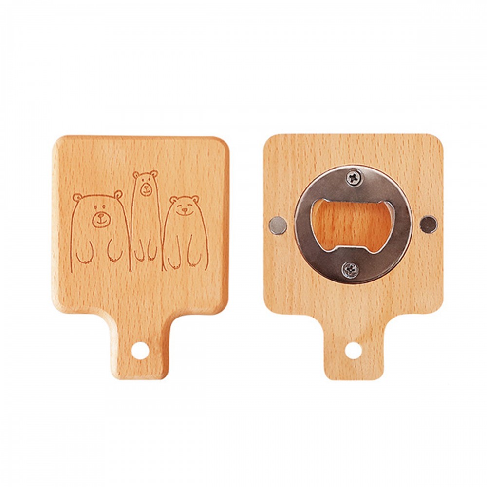 Custom Wooden Refrigerator Magnet With Bottle Opener