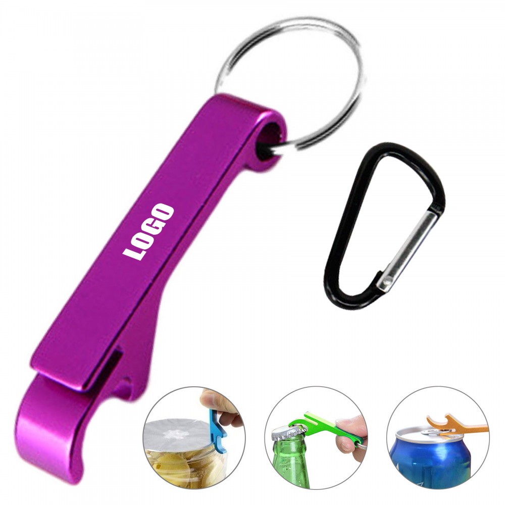 Aluminum Bottle Opener Keychain With Carabiner with Logo