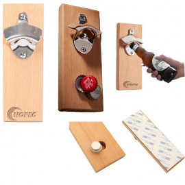 Wooden Wall Mounted Bottle Opener with Logo