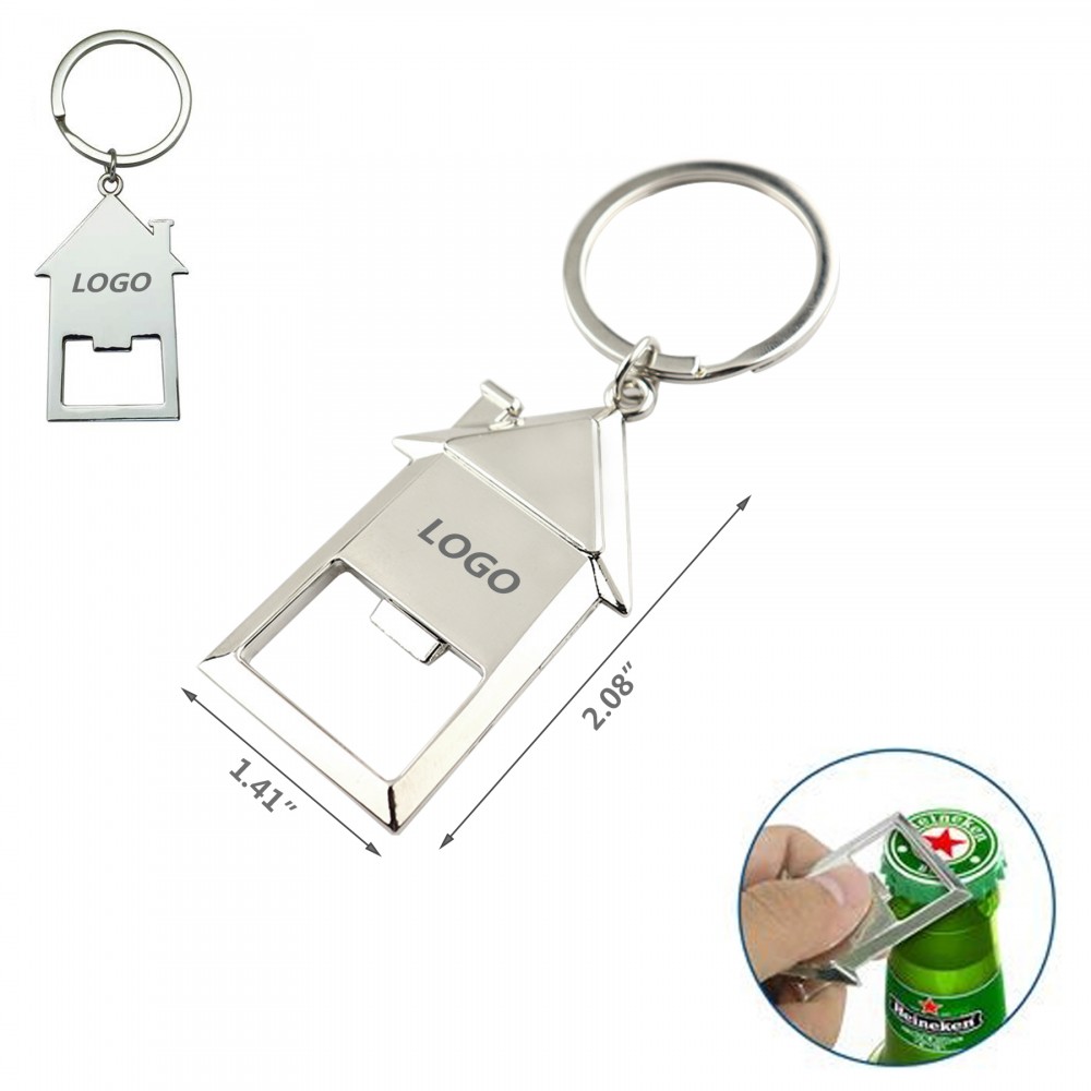 Logo Branded House Shaped Bottle Opener Key Chain