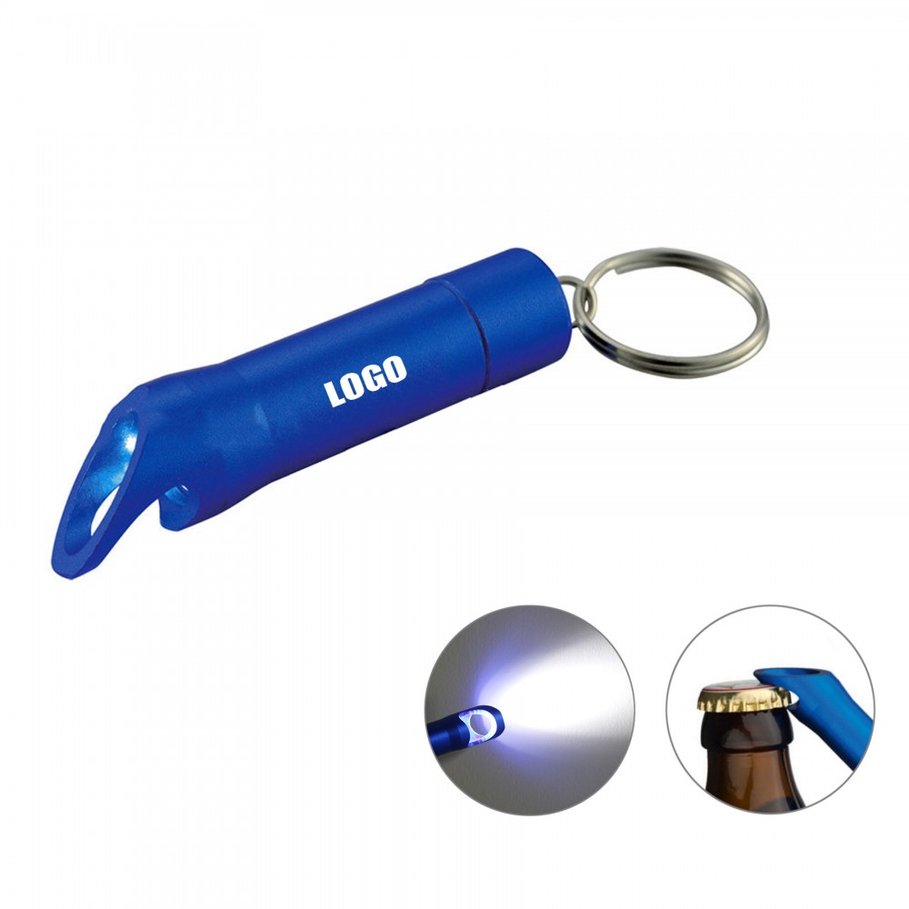 Promotional Aluminum Bottle Opener With Flashlight Keychain