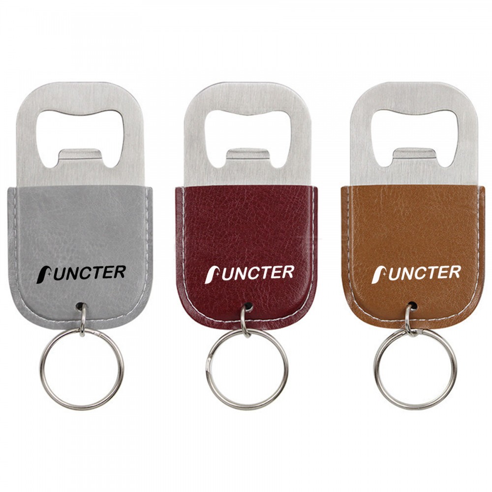 Leather Bottle Opener Keychain with Logo